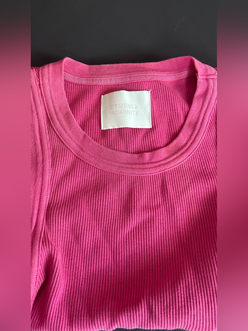 Citizens of Humanity Isabel Ribbed Tank Top Raspberry Pink S Organic Cotton - Picture 6 of 10